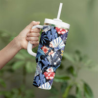 Hawaii Tropicana Blue Pattern Tumbler With Handle - Wonder Print Shop