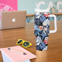 Hawaii Tropicana Blue Pattern Tumbler With Handle - Wonder Print Shop