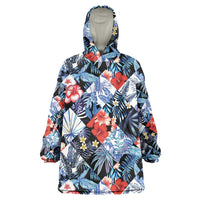 Hawaii Tropicana Blue Pattern Wearable Blanket Hoodie - Wonder Print Shop