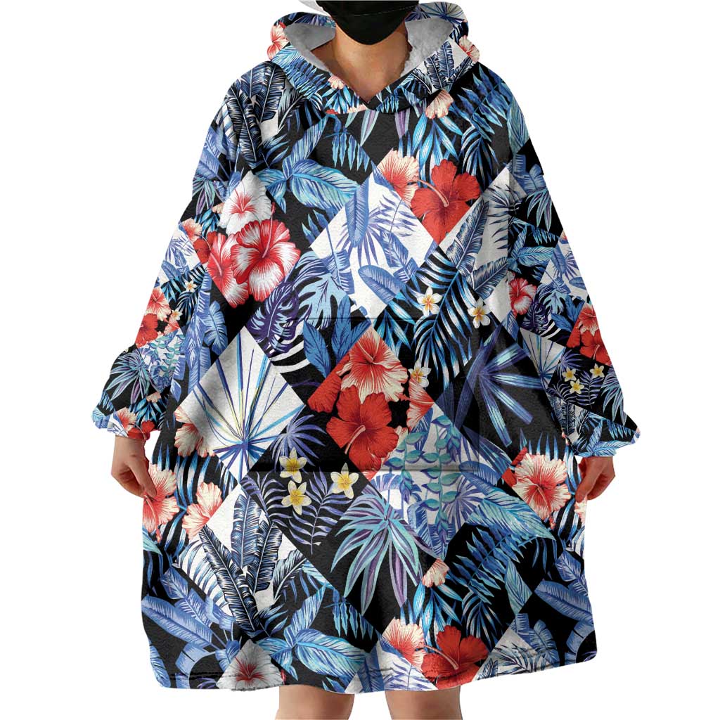 Hawaii Tropicana Blue Pattern Wearable Blanket Hoodie - Wonder Print Shop