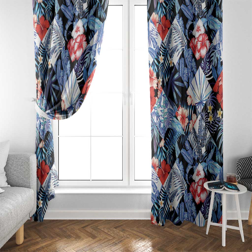 Hawaii Tropicana Blue Pattern Window Curtain - Wonder Print Shop