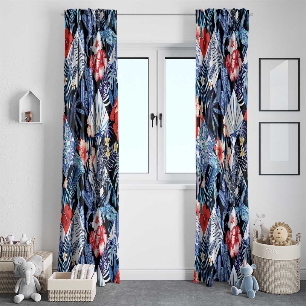 Hawaii Tropicana Blue Pattern Window Curtain - Wonder Print Shop