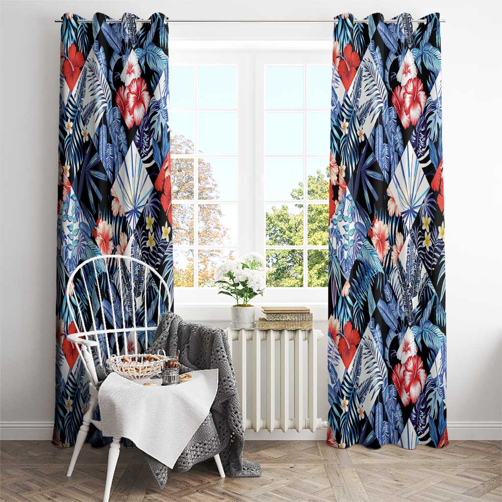 Hawaii Tropicana Blue Pattern Window Curtain - Wonder Print Shop