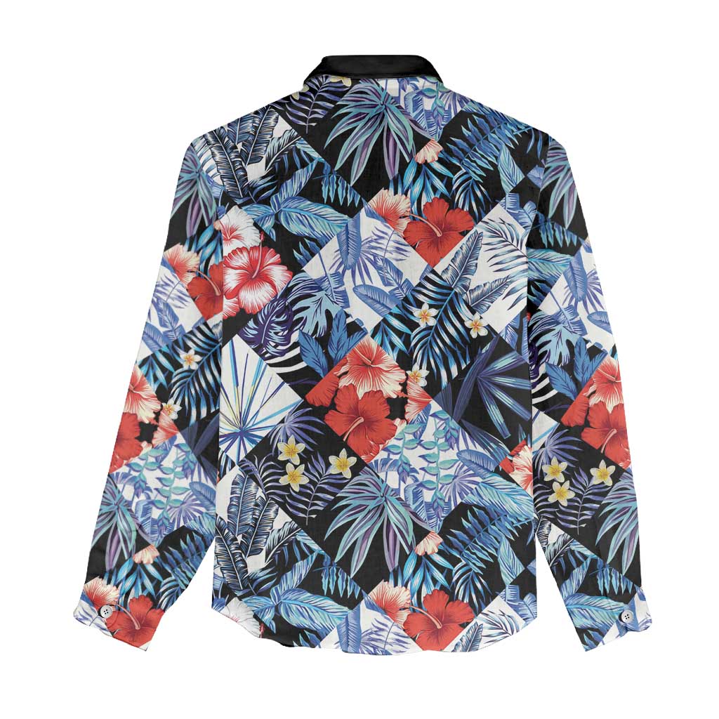 Hawaii Tropicana Blue Pattern Women Casual Shirt - Wonder Print Shop