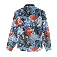 Hawaii Tropicana Blue Pattern Women Casual Shirt - Wonder Print Shop