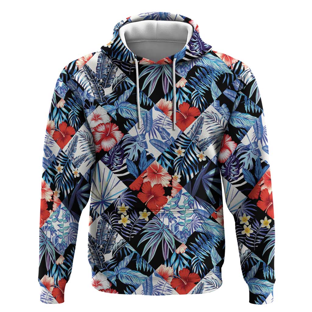 Hawaii Tropicana Blue Pattern Zip Hoodie - Wonder Print Shop