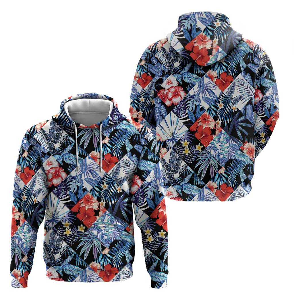 Hawaii Tropicana Blue Pattern Zip Hoodie - Wonder Print Shop