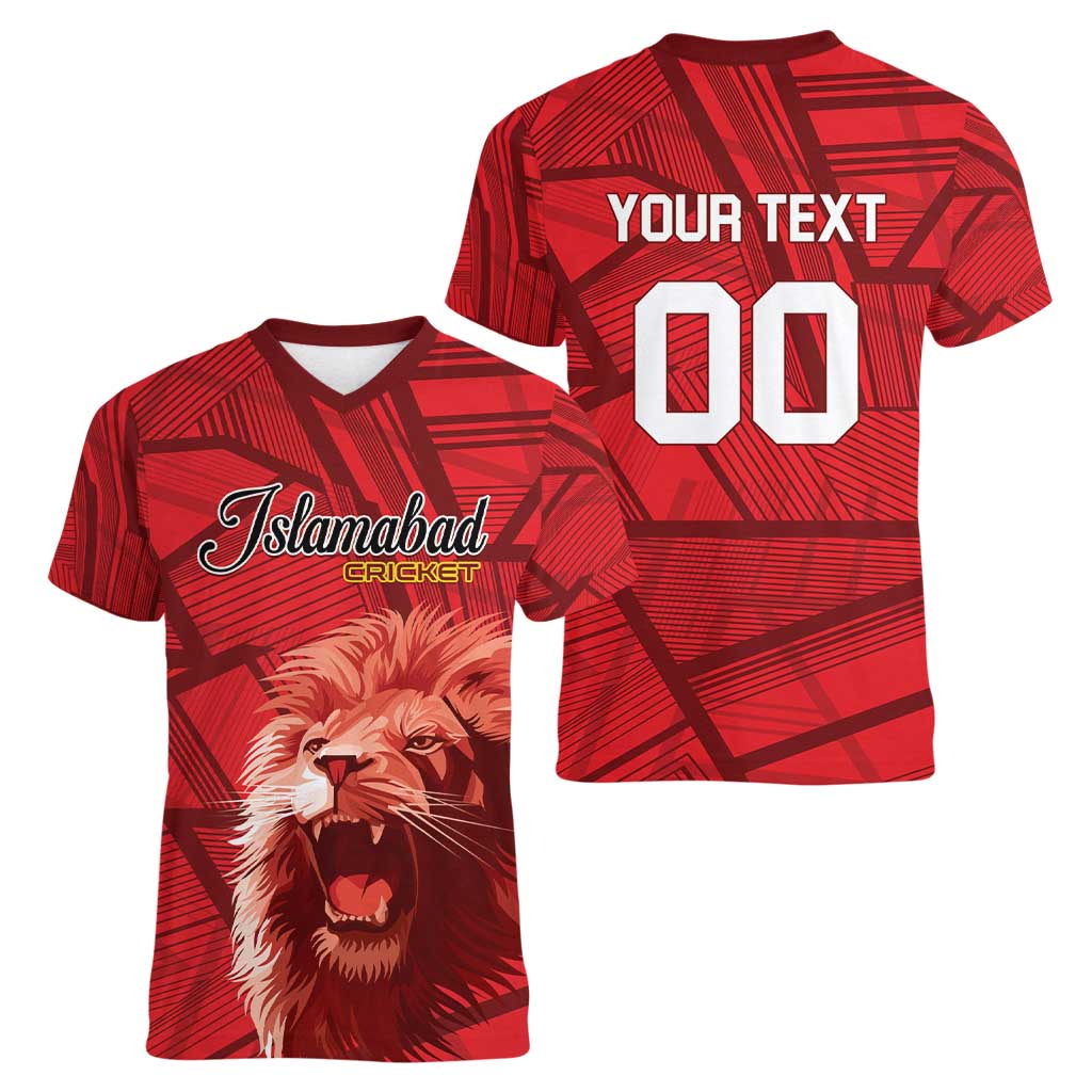 Custom Islamabad Cricket Women V-Neck T-Shirt United We Win - Wonder Print Shop