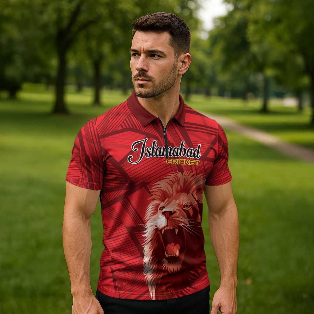 Custom Islamabad Cricket Zipper Polo Shirt United We Win - Wonder Print Shop