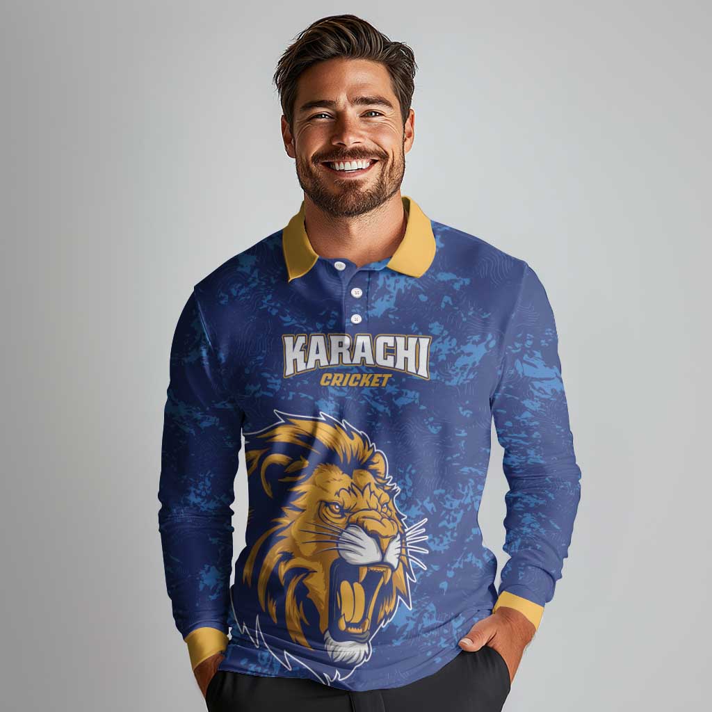 Custom Karachi Cricket Kings Long Sleeve Polo Shirt Yeh Hai Karachi - Wonder Print Shop