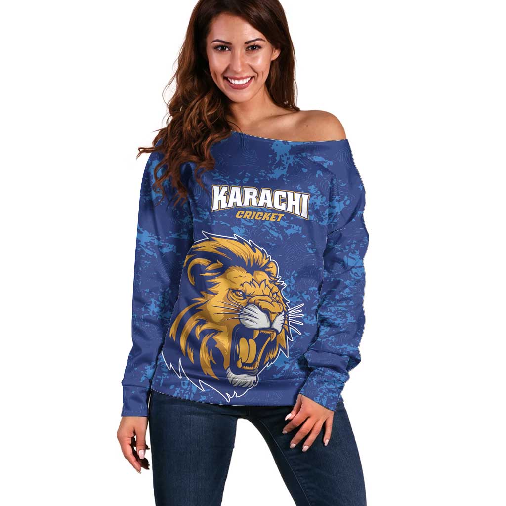Custom Karachi Cricket Kings Off Shoulder Sweater Yeh Hai Karachi - Wonder Print Shop