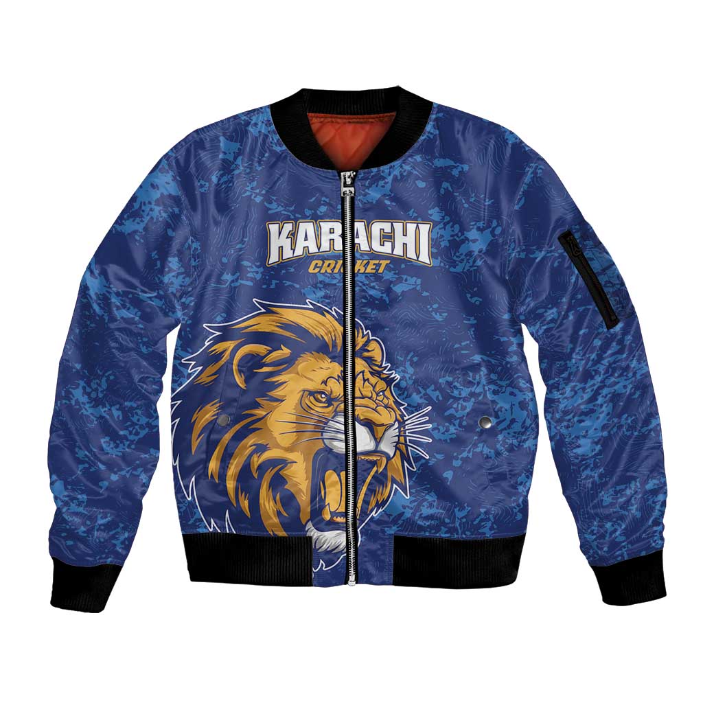 Custom Karachi Cricket Kings Sleeve Zip Bomber Jacket Yeh Hai Karachi - Wonder Print Shop