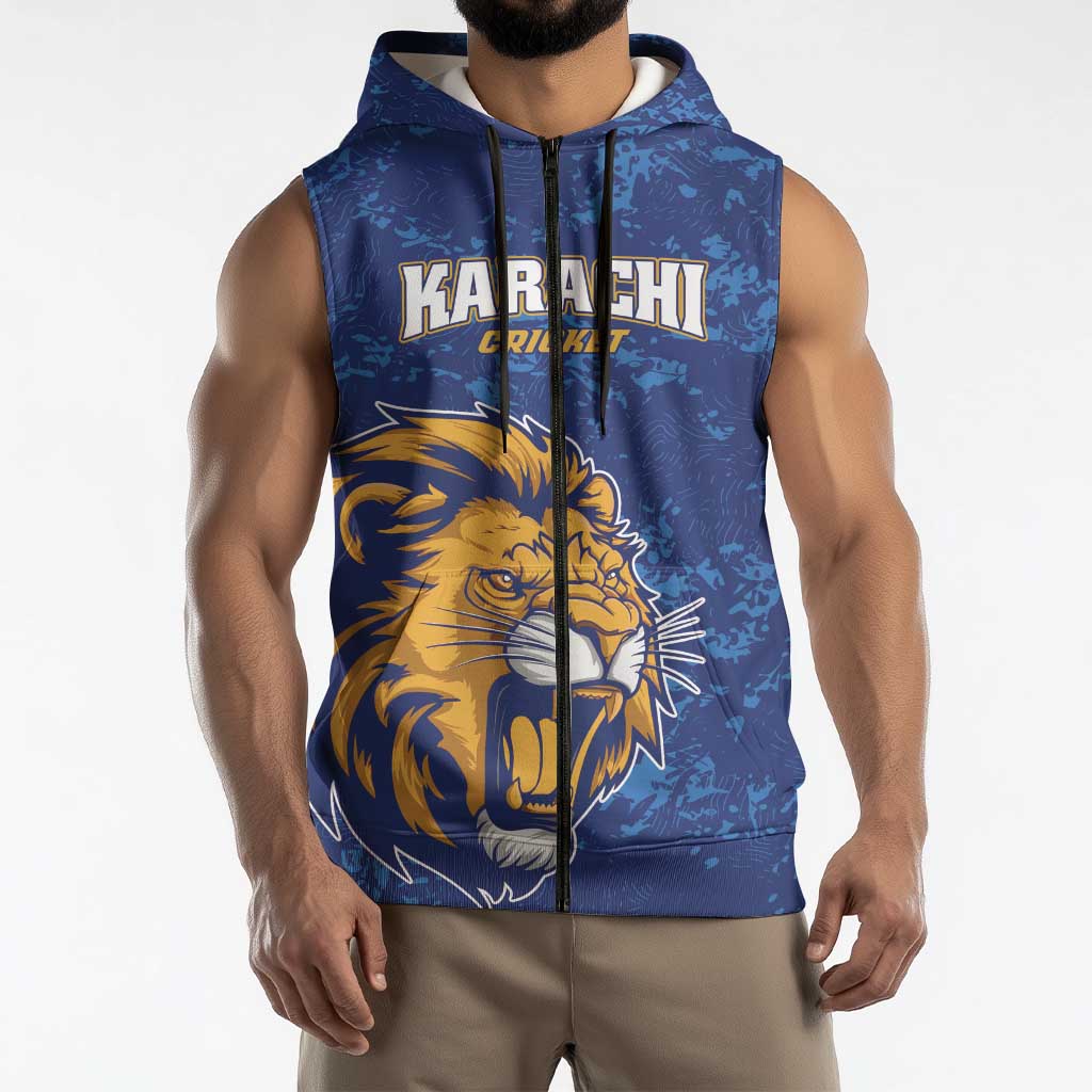 Custom Karachi Cricket Kings Sleeveless Zip Hoodie Yeh Hai Karachi - Wonder Print Shop