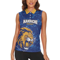 Custom Karachi Cricket Kings Women Sleeveless Polo Shirt Yeh Hai Karachi - Wonder Print Shop