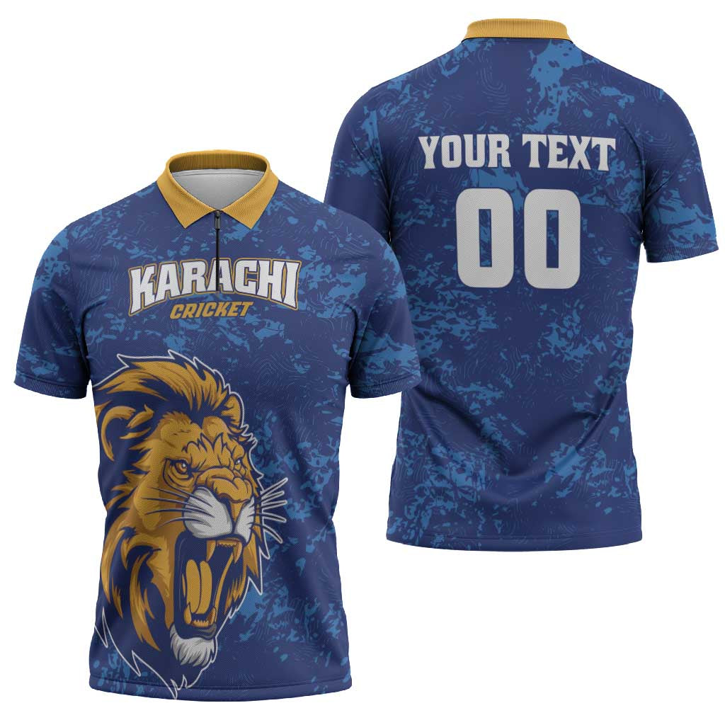 Custom Karachi Cricket Kings Zipper Polo Shirt Yeh Hai Karachi - Wonder Print Shop