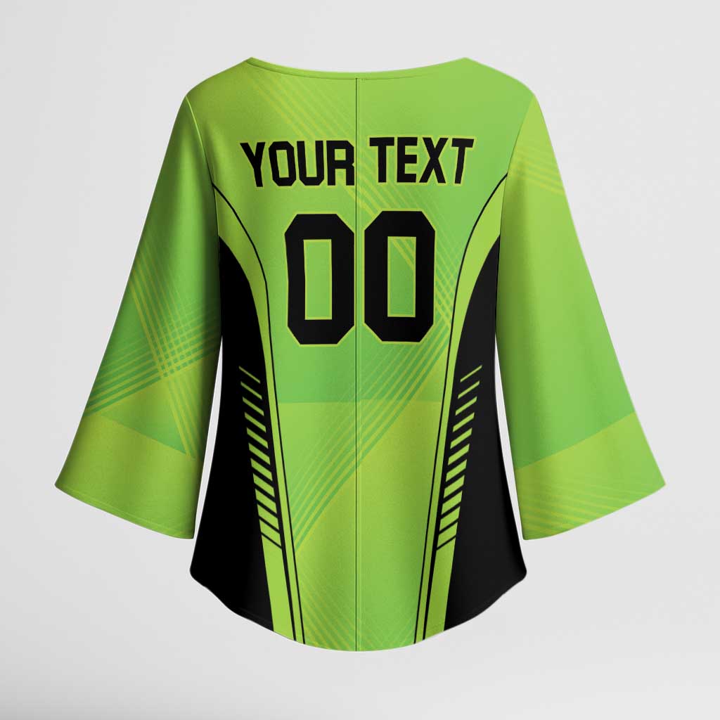 Custom Lahore Cricket Qalandars Kimono Sleeve Blouse Dama Dam Mast Qalandar - Wonder Print Shop