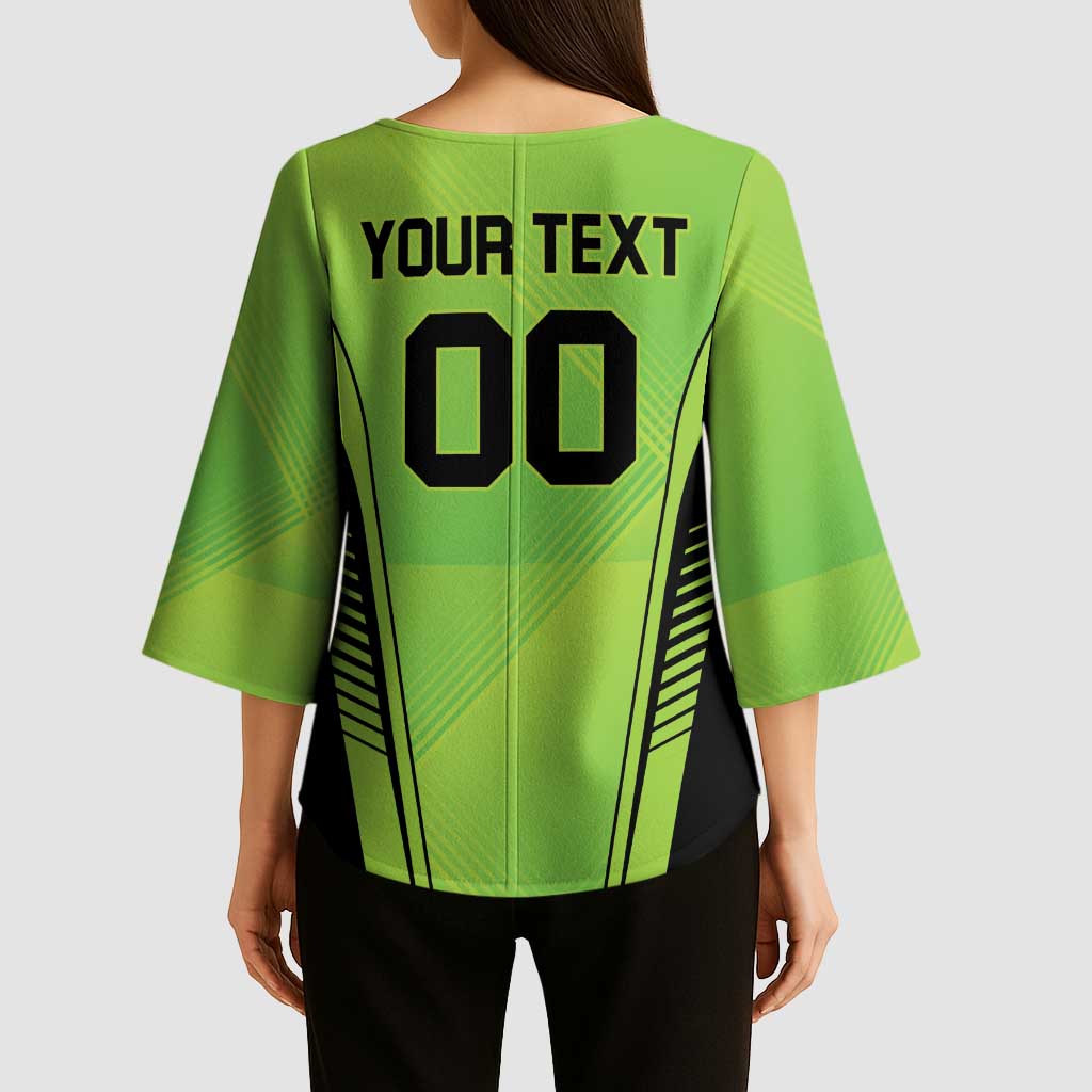 Custom Lahore Cricket Qalandars Kimono Sleeve Blouse Dama Dam Mast Qalandar - Wonder Print Shop