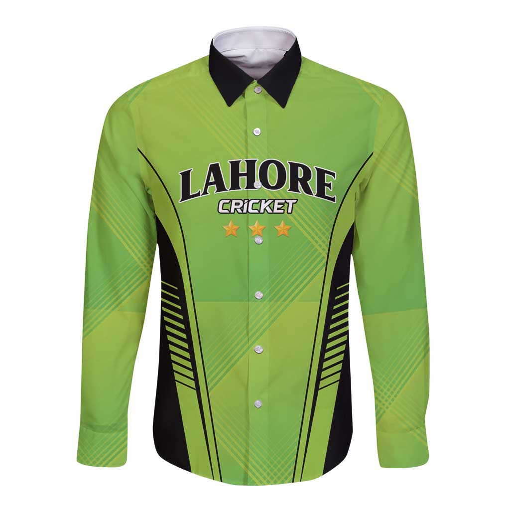 Custom Lahore Cricket Qalandars Long Sleeve Button Shirt Dama Dam Mast Qalandar - Wonder Print Shop