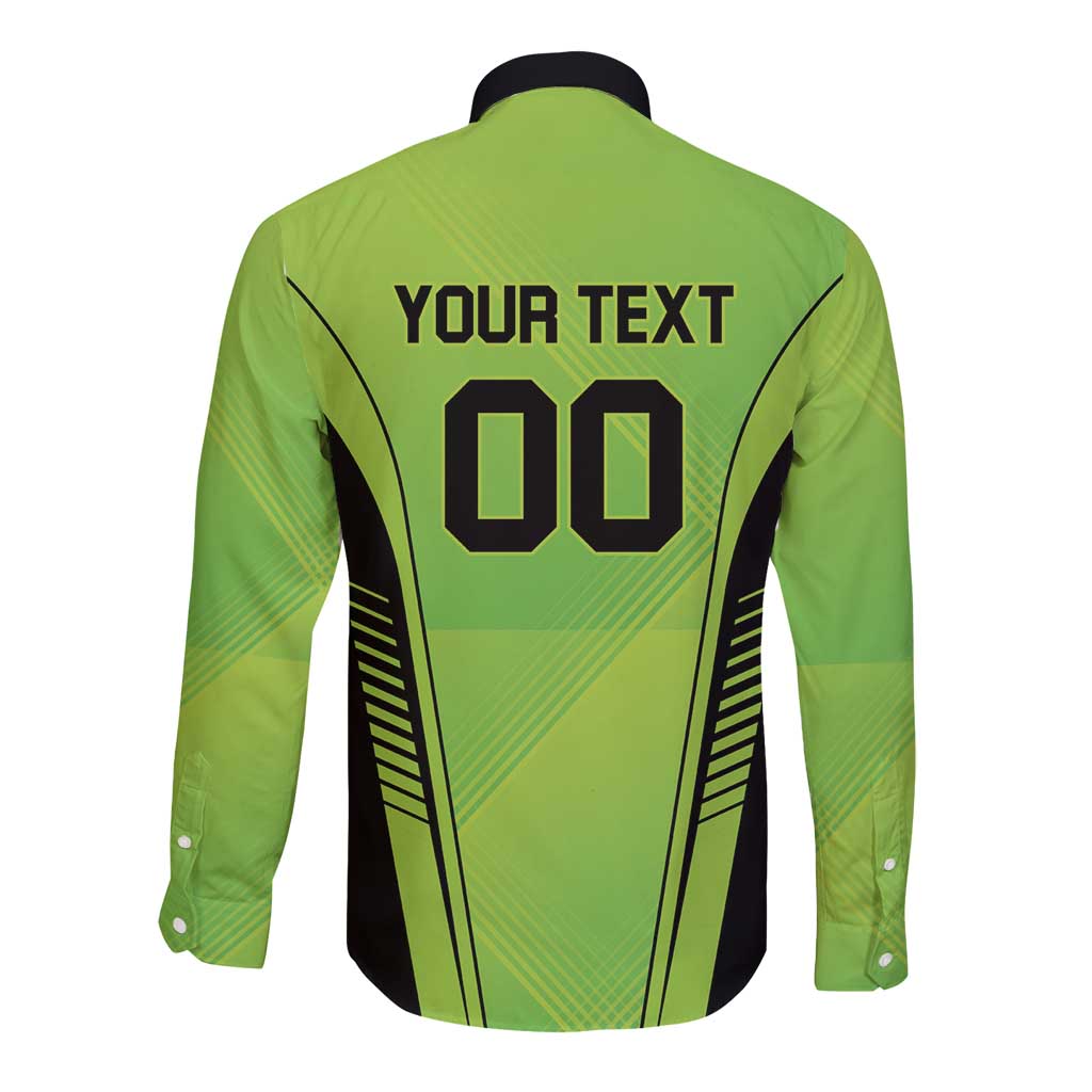 Custom Lahore Cricket Qalandars Long Sleeve Button Shirt Dama Dam Mast Qalandar - Wonder Print Shop