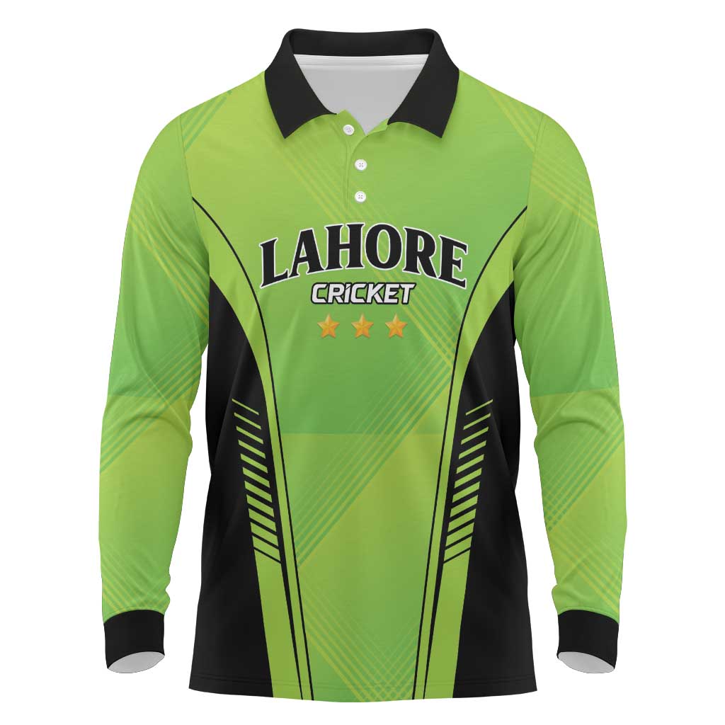Custom Lahore Cricket Qalandars Long Sleeve Polo Shirt Dama Dam Mast Qalandar - Wonder Print Shop