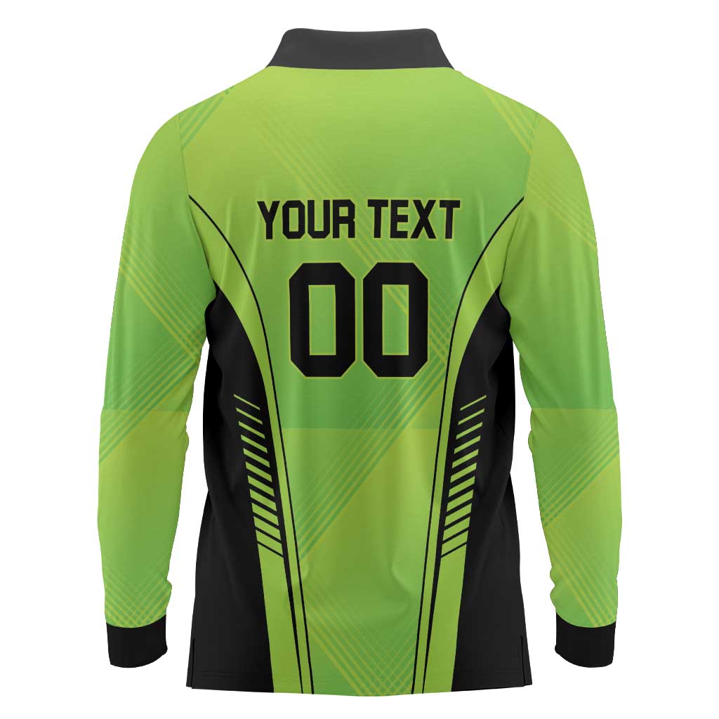 Custom Lahore Cricket Qalandars Long Sleeve Polo Shirt Dama Dam Mast Qalandar - Wonder Print Shop