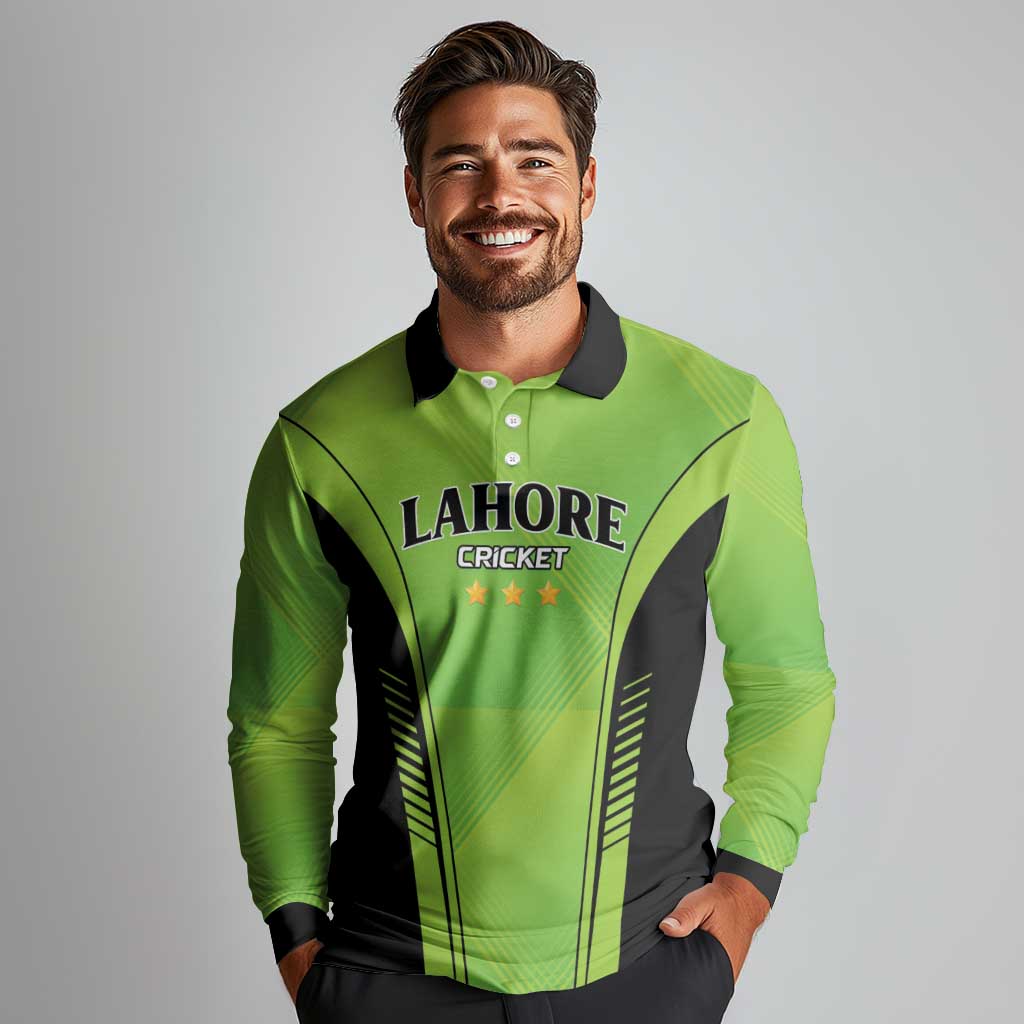 Custom Lahore Cricket Qalandars Long Sleeve Polo Shirt Dama Dam Mast Qalandar - Wonder Print Shop