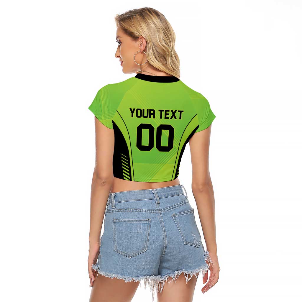 Custom Lahore Cricket Qalandars Raglan Cropped T Shirt Dama Dam Mast Qalandar - Wonder Print Shop