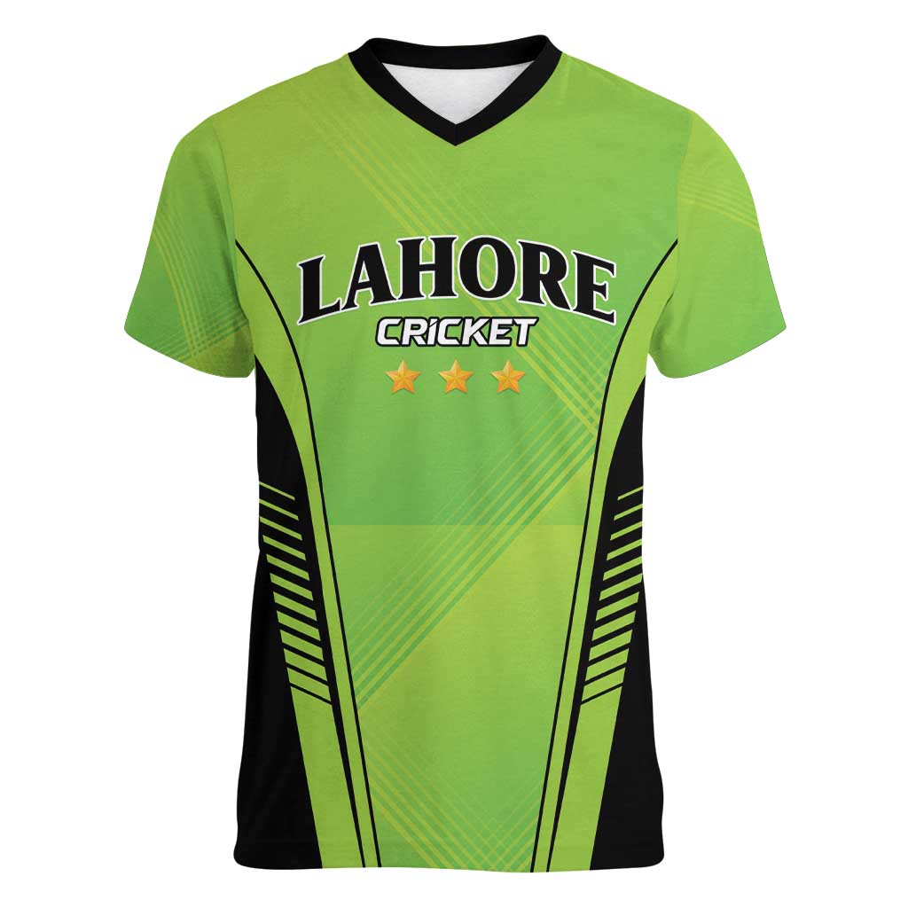 Custom Lahore Cricket Qalandars Women V-Neck T-Shirt Dama Dam Mast Qalandar - Wonder Print Shop