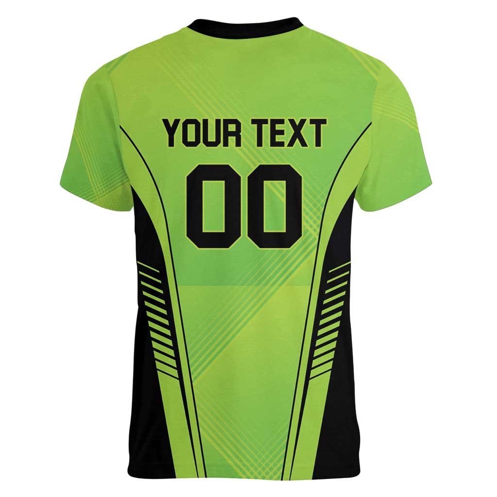 Custom Lahore Cricket Qalandars Women V-Neck T-Shirt Dama Dam Mast Qalandar - Wonder Print Shop