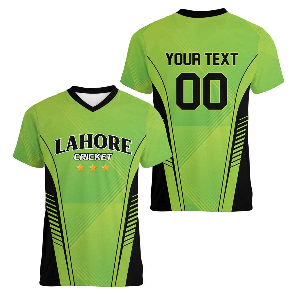 Custom Lahore Cricket Qalandars Women V-Neck T-Shirt Dama Dam Mast Qalandar - Wonder Print Shop