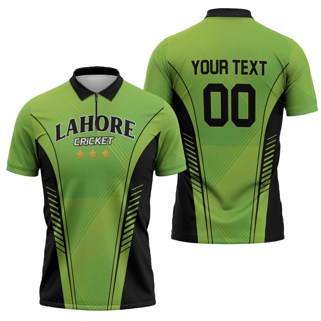 Custom Lahore Cricket Qalandars Zipper Polo Shirt Dama Dam Mast Qalandar - Wonder Print Shop