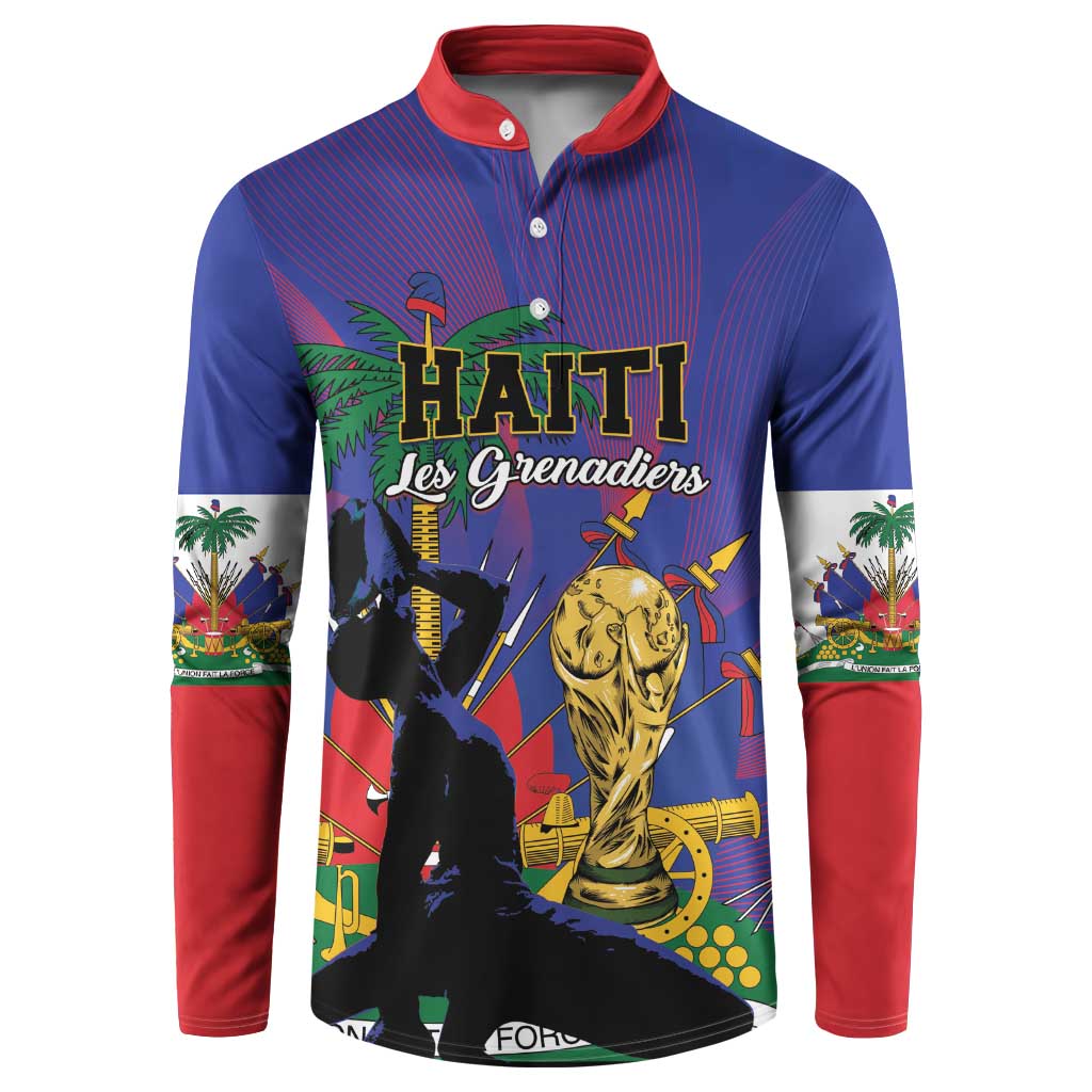 Custom Haiti World Football 2026 Button Sweatshirt Go Les Grenadiers - Wonder Print Shop