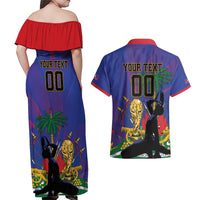 Custom Haiti World Football 2026 Couples Matching Off Shoulder Maxi Dress and Hawaiian Shirt Go Les Grenadiers - Wonder Print Shop