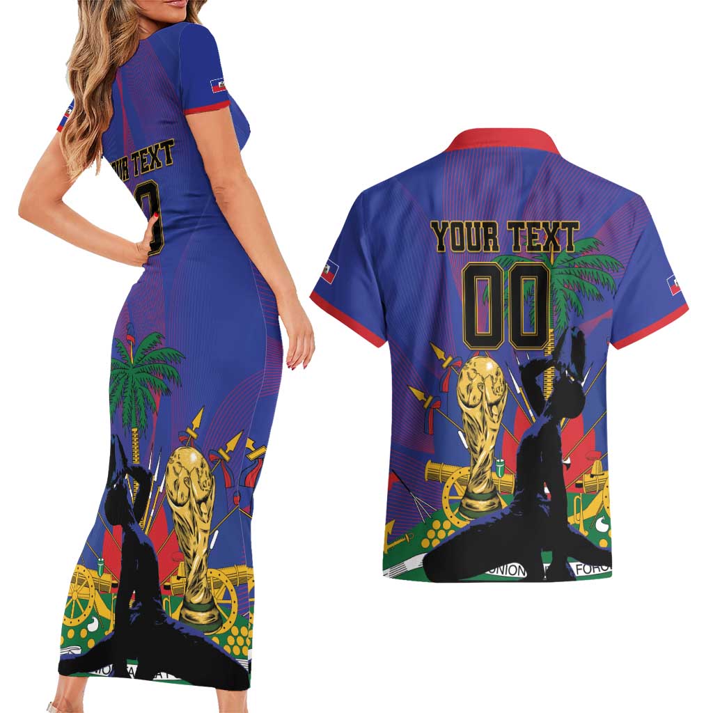 Custom Haiti World Football 2026 Couples Matching Short Sleeve Bodycon Dress and Hawaiian Shirt Go Les Grenadiers - Wonder Print Shop