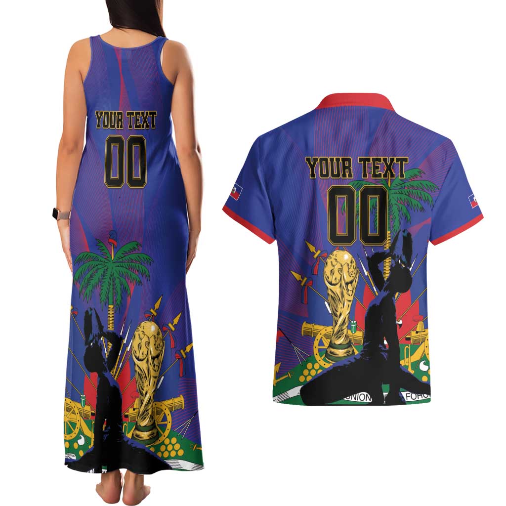Custom Haiti World Football 2026 Couples Matching Tank Maxi Dress and Hawaiian Shirt Go Les Grenadiers - Wonder Print Shop