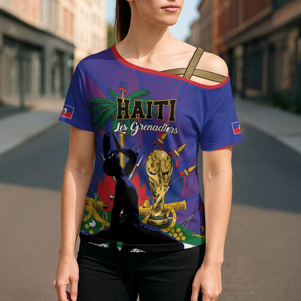 Custom Haiti World Football 2026 Cross Shoulder Shirt Go Les Grenadiers - Wonder Print Shop