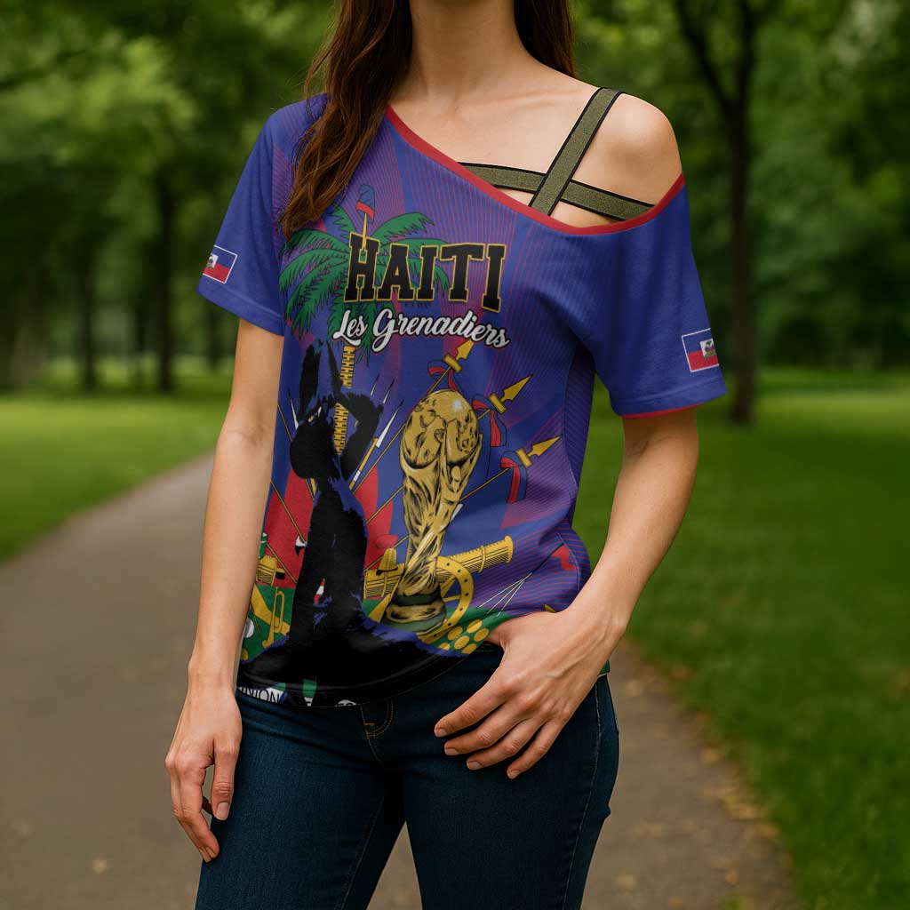 Custom Haiti World Football 2026 Cross Shoulder Shirt Go Les Grenadiers - Wonder Print Shop