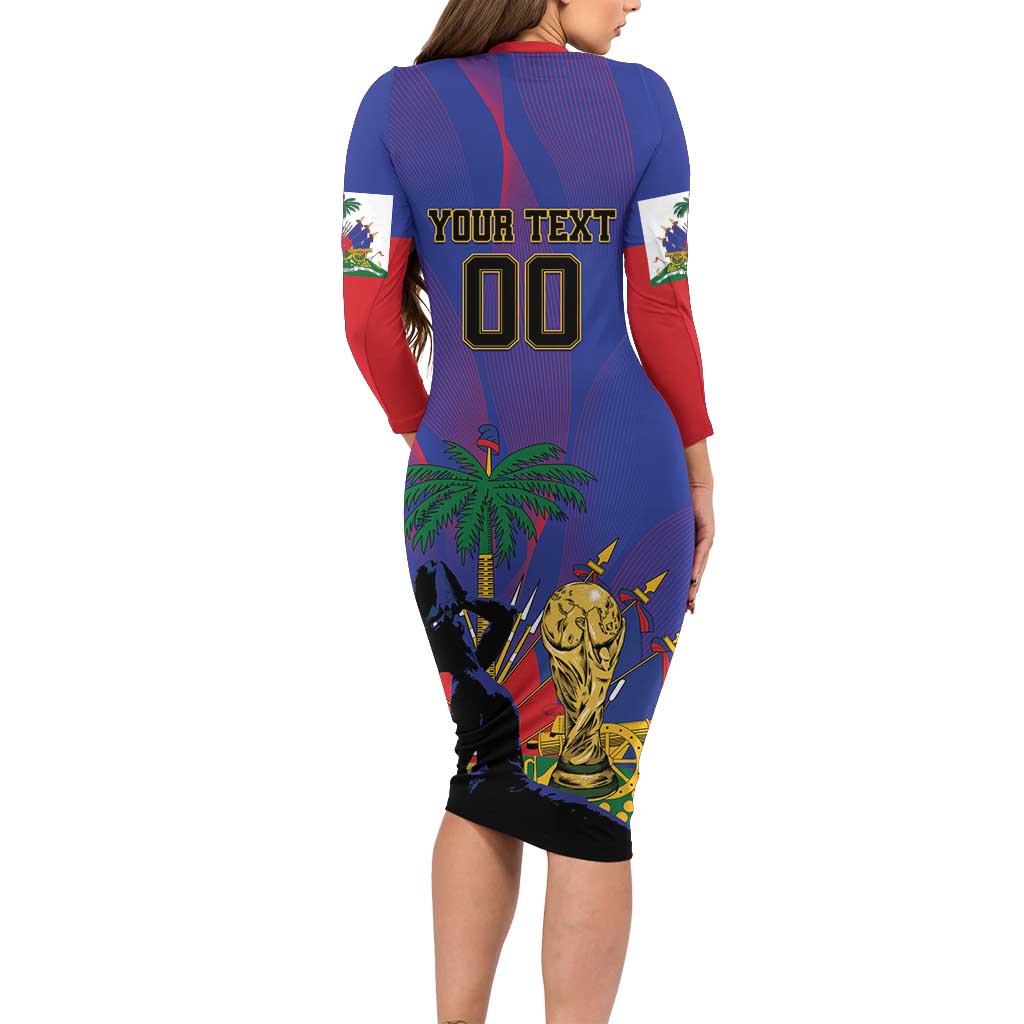 Custom Haiti World Football 2026 Family Matching Long Sleeve Bodycon Dress and Hawaiian Shirt Go Les Grenadiers - Wonder Print Shop