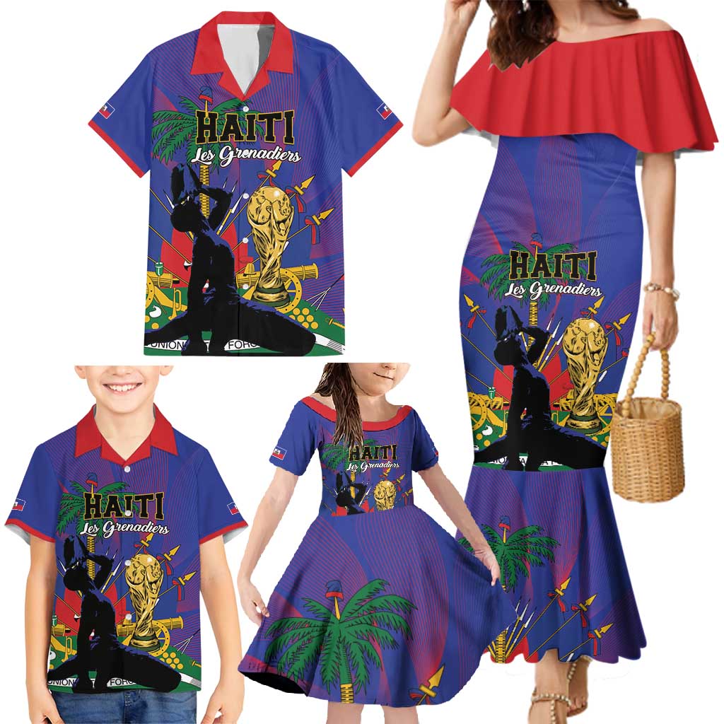 Custom Haiti World Football 2026 Family Matching Mermaid Dress and Hawaiian Shirt Go Les Grenadiers - Wonder Print Shop