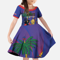 Custom Haiti World Football 2026 Family Matching Off Shoulder Maxi Dress and Hawaiian Shirt Go Les Grenadiers - Wonder Print Shop