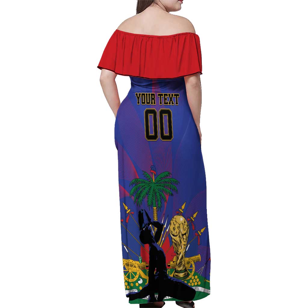 Custom Haiti World Football 2026 Family Matching Off Shoulder Maxi Dress and Hawaiian Shirt Go Les Grenadiers - Wonder Print Shop