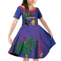 Custom Haiti World Football 2026 Family Matching Off Shoulder Short Dress and Hawaiian Shirt Go Les Grenadiers - Wonder Print Shop