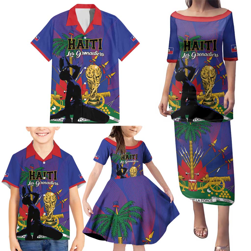 Custom Haiti World Football 2026 Family Matching Puletasi and Hawaiian Shirt Go Les Grenadiers - Wonder Print Shop