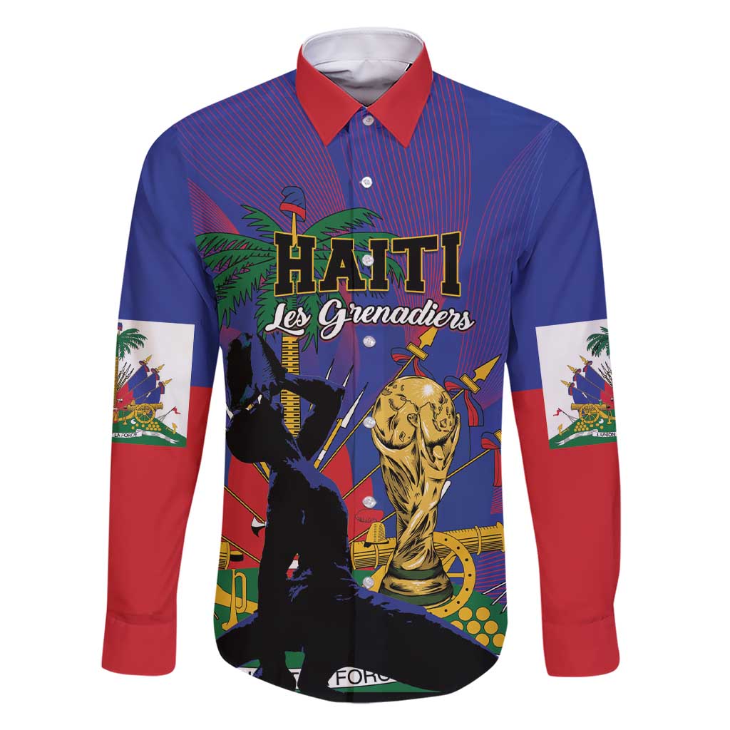 Custom Haiti World Football 2026 Family Matching Short Sleeve Bodycon Dress and Hawaiian Shirt Go Les Grenadiers - Wonder Print Shop