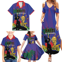 Custom Haiti World Football 2026 Family Matching Summer Maxi Dress and Hawaiian Shirt Go Les Grenadiers - Wonder Print Shop