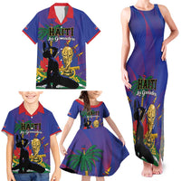 Custom Haiti World Football 2026 Family Matching Tank Maxi Dress and Hawaiian Shirt Go Les Grenadiers - Wonder Print Shop