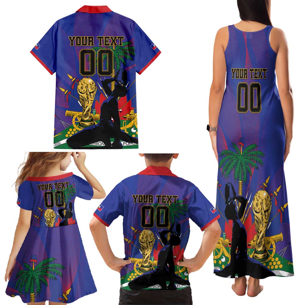 Custom Haiti World Football 2026 Family Matching Tank Maxi Dress and Hawaiian Shirt Go Les Grenadiers - Wonder Print Shop