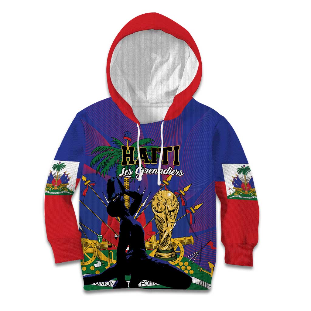 Custom Haiti World Football 2026 Kid Hoodie Go Les Grenadiers - Wonder Print Shop