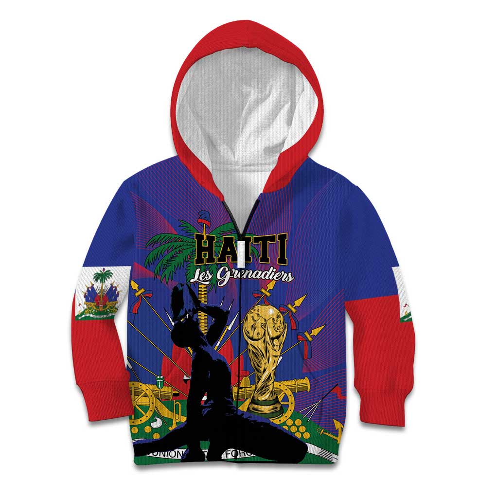 Custom Haiti World Football 2026 Kid Hoodie Go Les Grenadiers - Wonder Print Shop