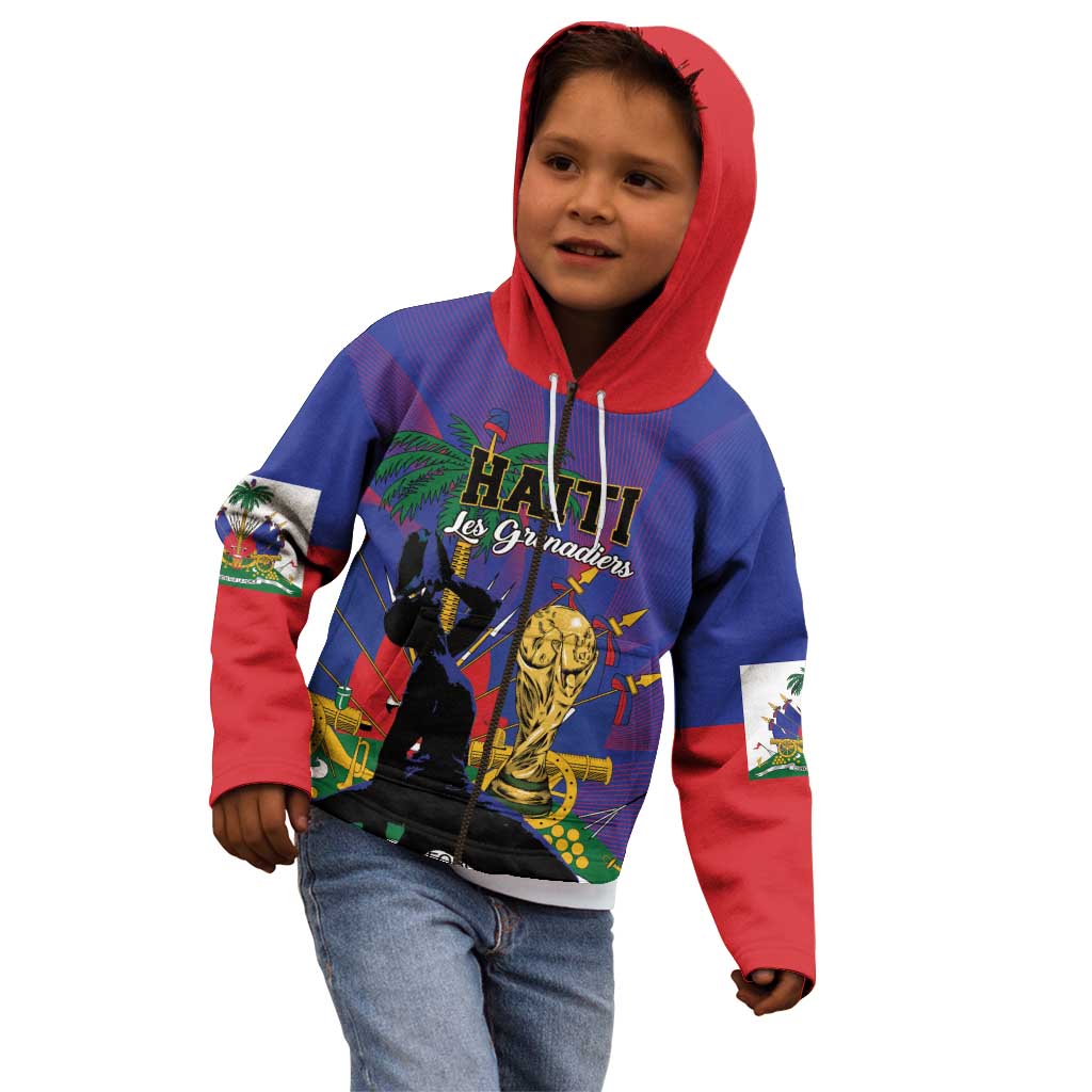 Custom Haiti World Football 2026 Kid Hoodie Go Les Grenadiers - Wonder Print Shop